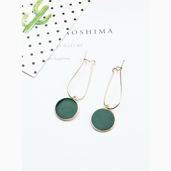 Anthropologie Jewelry - Flat Disc Acrylic Gemstone Drop Statement Earrings